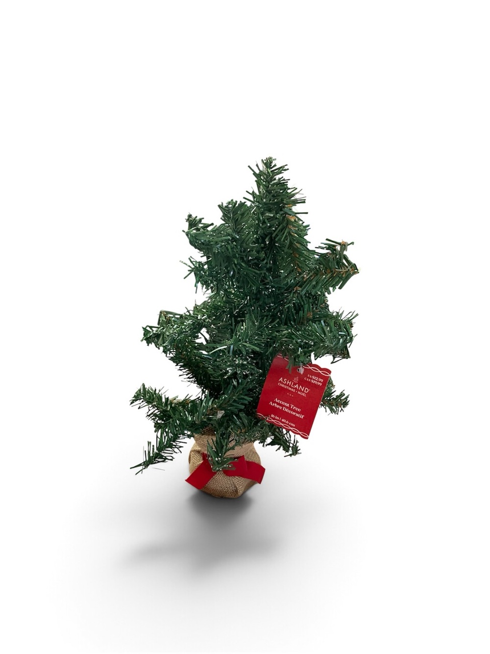 Ashland Green Mini Christmas Tree with Red Bow 16” Artificial NWT